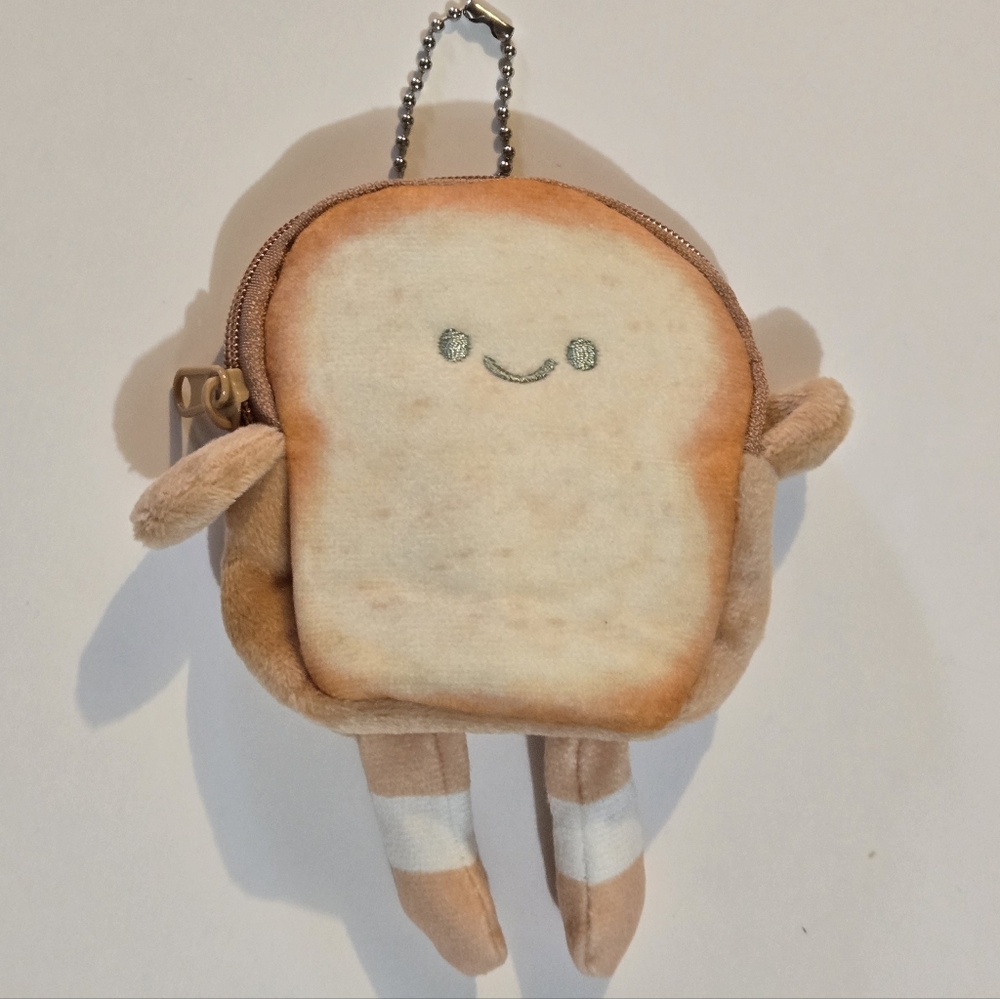 Cute Toast Plush Coin Purse Keychain